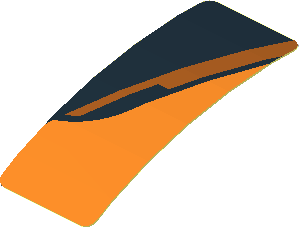 Sticker  0.8 x  1.9 with Black Triangle on Orange Background Right (Formed)