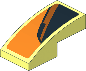 Slope Brick Curved  2 x  1 with Black Triangle on Orange Background Left Sticker