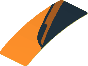 Sticker  0.8 x  1.9 with Black Triangle on Orange Background Left (Formed)