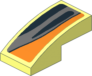 Slope Brick Curved  2 x  1 with Black Air Vent on Grey Stripe on Black and Orange Background Right Sticker