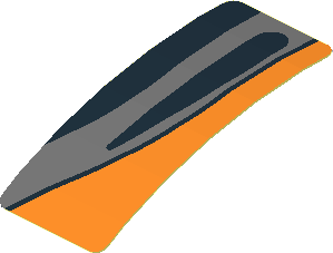 Sticker  0.8 x  1.9 with Black Air Vent on Grey Stripe on Black and Orange Background Right (Formed)