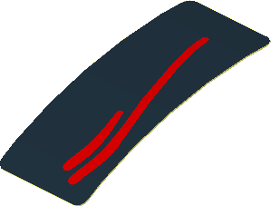 Sticker  0.8 x  1.9 with Red Stripes on Black Background Right (Formed)