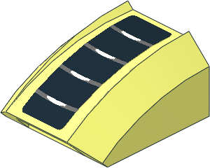 Slope Brick Curved Top  2 x  2 x  1 with Grey and White Air Vents on Black Background Sticker