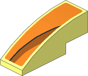 Slope Brick Curved  3 x  1 with Black and Dark Orange Arch on Orange Background Right Sticker