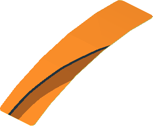 Sticker  0.8 x  3.1 with Black and Dark Orange Arch on Orange Background Right (Formed)