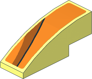 Slope Brick Curved  3 x  1 with Black and Dark Orange Arch on Orange Background Left Sticker