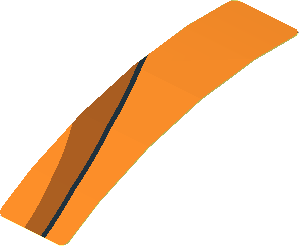 Sticker  0.8 x  3.1 with Black and Dark Orange Arch on Orange Background Left (Formed)