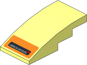 Slope Brick Curved  4 x  2 with McLaren Logo in Black Frame on Orange Background Sticker