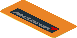 Sticker  0.8 x  1.8 with McLaren Logo in Black Frame on Orange Background