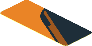 Sticker  0.8 x  1.9 with Black Triangle on Orange Background Right