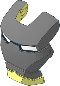 Minifig Helmet Visor Iron Man with Silver Face, White Eyes Pattern