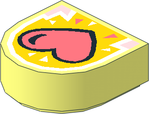 Tile  1 x  1 with Rounded End with Coral Heart on Yellow Background Pattern