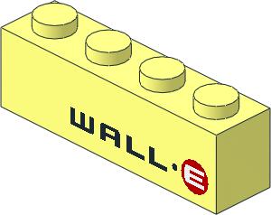 Brick  1 x  4 with Black and Red "WALL.E" Pattern