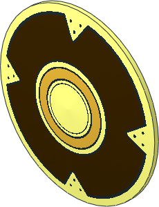 Minifig Shield Round Bowed with Gold Circle, Dark Brown Field and Nails Pattern