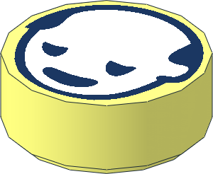 Tile  1 x  1 Round with White and Dark Blue Face Pattern