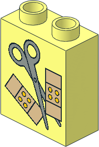 Duplo Brick  1 x  2 x  2 with Scissors and Bandages Pattern