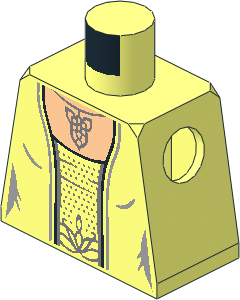 Minifig Torso with Female Robe, Center Panel with Silver Spots and Evenstar Pendant Necklace Pattern