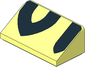 Slope Brick 31  1 x  2 x  0.667 with Black Tiger Stripes Pattern