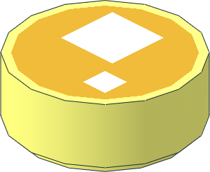 Tile  1 x  1 Round with Two White Squares Within Metallic Gold Round Pattern