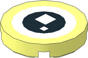 Tile  2 x  2 Round with Two White Squares Within Black Round and White Ring Pattern