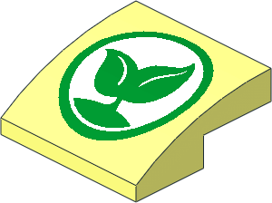 Slope Brick Curved  2 x  2 x  0.667 with Green Leaf Symbol Pattern