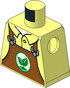 Minifig Torso with Dark Orange Apron with Green Leaf Symbol Pattern