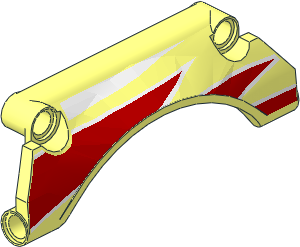 Technic Panel  9 x  2 x  3 Mudguard Arched #30 with Red and White Triangular Decorations Pattern
