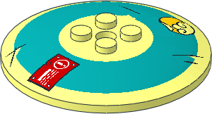 Dish  6 x  6 Inverted with Solid Studs with Labels on Dark Turquoise Background Pattern