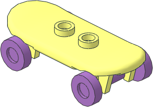 Minifig Skateboard with Medium Lavender Wheels (Complete)