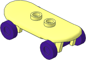 Minifig Skateboard with Medium Lilac Wheels (Complete)