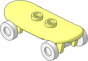 Minifig Skateboard with White Wheels (Complete)