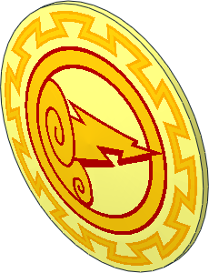 Minifig Shield Round Bowed with Clouds and Lightning Pattern