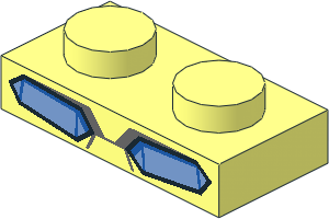 Plate  1 x  2 with Black and Medium Blue Mechanical Eyes Pattern