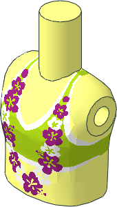 Figure Friends Girl Torso with Lime Bikini Top and Lei Pattern