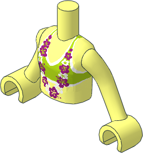 Figure Friends Girl Torso with Arms with Lime Bikini Top and Lei Pattern