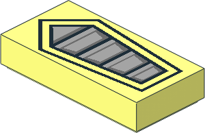 Tile  1 x  2 with Black Pentagonal Outlines and Light Bluish Grey and Dark Bluish Grey Vents Pattern