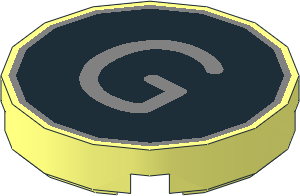 Tile  2 x  2 Round with Metallic Silver "G" on Black Background Pattern