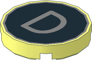 Tile  2 x  2 Round with Metallic Silver "D" on Black Background Pattern