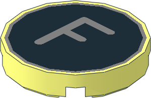 Tile  2 x  2 Round with Metallic Silver "F" on Black Background Pattern