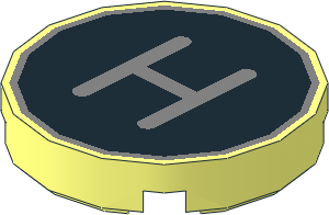 Tile  2 x  2 Round with Metallic Silver "H" on Black Background Pattern