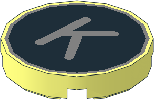 Tile  2 x  2 Round with Metallic Silver "K" on Black Background Pattern