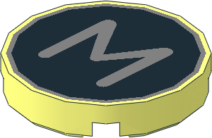 Tile  2 x  2 Round with Metallic Silver "M" on Black Background Pattern