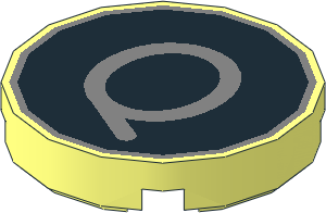 Tile  2 x  2 Round with Metallic Silver "Q" on Black Background Pattern