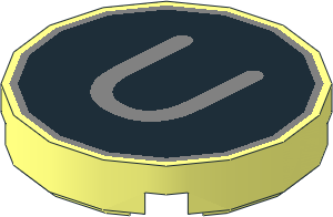 Tile  2 x  2 Round with Metallic Silver "U" on Black Background Pattern