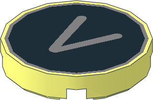 Tile  2 x  2 Round with Metallic Silver "V" on Black Background Pattern