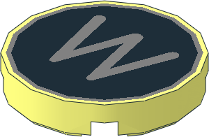 Tile  2 x  2 Round with Metallic Silver "W" on Black Background Pattern