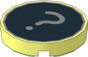 Tile  2 x  2 Round with Metallic Silver "?" on Black Background Pattern