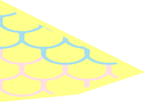 ~Tile  1 x  1 Corner Round with Metallic Light Blue and Pink Scale Outlines Pattern - Half