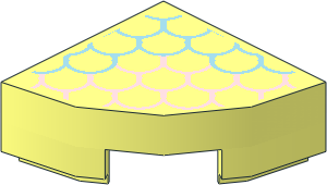 Tile  1 x  1 Corner Round with Metallic Light Blue and Pink Scale Outlines Pattern