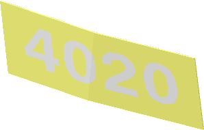 Sticker  0.8 x  1.9 with White "4020" on Transparent Background (Formed for Right Side)